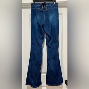 Y2K‎ Low Rise Lace Up Back Fit & Flare Jeans Size 9